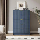 5 Drawer Dresser for Bedroom, Tall Dresser Chest of Drawers with Gold Handles, 32 Inch Wide Nightstand with for Bedroom, Living Rooms, Offices, and Entryways, Navy Blue by CozyNest Decor