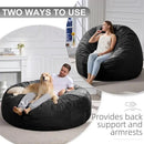 Hobestluk 6FT Bean Bag Chair Bean Bag Chairs for Adults Giant Bean Chairs with Velvet Cover, Memory Foam BeanBag Chair Fluffy BeanBag Chairs for Living Room, Bedroom- Black (70" x 70" x 15") by CozyNest Decor