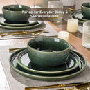 GBHOME Ceramic Dinnerware Sets for 6, 18 Pieces Stoneware Plates and Bowls Sets, Reactive Glaze Dishes -Scratch Resistant, Dishwasher&Microwave Safe, Earth Green by CozyNest Decor