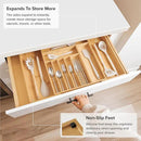 Premium Silverware, Flatware and Utensil Organizer for Kitchen Drawers, Food-Safe Contract Grade, Expandable from 16 to 28 In, Natural Bamboo by CozyNest Decor