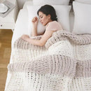 Battilo Chunky Knit Throw Blanket, Soft and Thick Chenille Throw Blanket, 50"x60" Handmade Cable Knit Crochet Blanket, Large Rope Knot Throw Blankets for Couch Sofa Bed Home Decor, Beige & White by CozyNest Decor