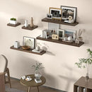 Floating Shelves for Wall, 24" W x 6.7" D x 1.5" H, Wooden Wall Mounted Display Shelves with Invisible Brackets for Living Room, Bedroom, Bathroom, Kitchen Decor and Storage, Set of 2, Walnut by CozyNest Decor