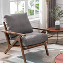 Wahson Mid Century Chair, Upholstered Accent Armchair, with Wood Frame and Canvas Cushions, Leisure Slipper Chair for Living Room/Bedroom, Grey by CozyNest Decor