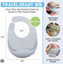 Travel Silicone Portable Feeding Supplies - Toddler Suction Plates, Silicone Baby Spoon & Fork, Lightweight Foldable Bib & Waterproof Storage Bag - 6 Piece Set by TinyTreasures Baby Boutique