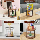 Lazy Susan Organizer 2 Tier - Turntable Spice Rack for Table Top, Wooden Rotating Lazy Susan for Cabinet Pantry Kitchen Countertop Dining Table Cupboard Bathroom Vanity Storage by CozyNest Decor