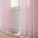 FMFUNCTEX Linen Sheer Curtains for Bedroom, Pink Curtains 96 inches Long for Living Room, Blush Pink Farmhouse French Flax Blend Window Draperies, Rod Pocket 2 Panels Set by CozyNest Decor