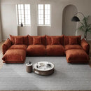 Modern Minimalist Chenille Modular Sectional Sofa, Oversized U-Shaped Couch with Movable Ottoman, Thick Cushions, Upholstered Sofa for Living Room, Bedroom, Office, Apartment Orange 2 Ottoman by CozyNest Decor