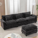 URRED Modular Sectional Sofa Comfy Cloud Couch, Modern Chenille Sofa Sleeper Deep Seat Couches with Ottoman/Pillows for Living Room (Black, 117''- L Shape) by CozyNest Decor