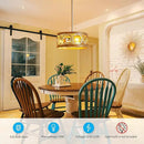 XINGQI Modern Ceiling Light Adjustable Height Pendant Lighting Fixture Brushed Nickel Wood Grain Metal 13" Rustic Round Lights for Dining Room Kitchen Bedroom Foyer Hallway by CozyNest Decor
