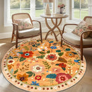Floral 4ft Area Rug Machine Washable Soft Print Boho Carpet Non Slip Doormat Low Pile Flower Area Rugs for Living Room Bedroom Nursery Kitchen Dining Room Indoor-Yellow/Orange by TinyTreasures Baby Boutique