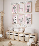 Safari Animals Set of 6 Unframed Poster Prints for Baby Girls Nursery Bedroom Playroom, Personalized Name, Choice of 12 Animals, Pink Purple (12x16) by TinyTreasures Baby Boutique