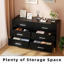 Shintenchi 6 Drawer Dresser, Wide Chest of Drawers Organizer Storage with Drawers, Large Storage Cabinet, Modern Design Dresser for Bedroom, Living Room, Porch, Black by TinyTreasures Baby Boutique