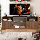 Fluted TV Stand for Tvs up to 80",Mid Century Modern TV Stand with Open Adjustable Shelf,Entertainment Center Wood TV Media Console with Cord Holes,TV Stand for Living Room Furniture Bedroom,Walnut by CozyNest Decor
