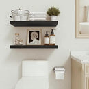 Black Floating Shelves for Wall Mounted, 24 inchs x 9.1” Deep x 1.5” Thick Wall Shelves for Bedroom, Living Room, Bathroom，Kitchen, Office, Home Decor Shelf with Invisible Bracket - Set of 2 by CozyNest Decor