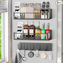 Spice Rack Magnetic for Fridge,Magnetic Fridge Shelf,Spice Shelf,Condiment Organizer,Refrigerator Organizers and Storage with Magnetic Hooks,Owl Kitchen Decor(Gray) by CozyNest Decor