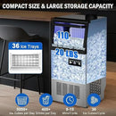 Commercial Ice Maker Machine 110 LBS/24H, 36 Ice Trays Freestanding & Undercounter Ice Machine Stainless Steel with 20 LBS Ice Storage Capacity, Ice Maker with Water Line and Filter, Dual Water Inlet by CozyNest Decor