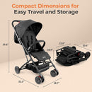 Jovial Lightweight Travel Baby Stroller - One-Hand Folding Compact Stroller with Multi-Position Reclining System - Retractable Sun Canopy, Extra-Large Storage Basket - Includes Airplane Storage Bag by TinyTreasures Baby Boutique