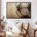Elephant Stock Worn Soccer Ball Wall Art - Horizontal Framed Canvas - 1-Piece Living Room Wall Decor - Photography sports Canvas Print - Brown and Gray Decor for Wall - 40" X 27" by CozyNest Decor