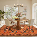 Moynesa Washable Rugs 8x10, Ultra Thin Boho Bird Living Room Area Rug Stain Resistance, Indoor Soft Orange Floral Large Easy Clean Carpet for Bedroom Dining Room Under Table Kid Playroom by TinyTreasures Baby Boutique