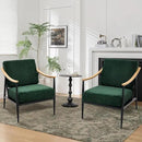 Modern Accent Chairs Set of 2 for Living Room Bedroom Mid Century Arm Chairs Upholstered Office Accent Chairs Comfy Waiting Room Chairs with Metal Frame, Green by CozyNest Decor