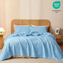 PHF 100% Cotton Waffle Weave Blanket King Size, Soft Lightweight Breathable Cozy Summer Blankets for Bed, Luxury Aesthetic Woven Bedding for Home Decor, 108"x90", Sky Blue by CozyNest Decor
