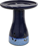 Sunnydaze 21" H Ceramic Bird Bath for Outside - Hand-Painted Outdoor Bird Bath Bowl, UV/Frost-Resistant Finish - Dark Blue - Cut Out Pedestal by GreenHaven Gardens