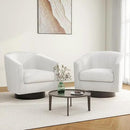 Swivel Barrel Accent Chair, Modern Round Corduroy Fabric Arm Chair for Living Room, Bedroom, Comfy Club Reading Chairs for Adults (Corduroy Beige, Set of 2) by CozyNest Decor