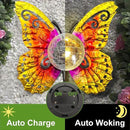 Solar Lights Outdoor Garden Butterfly Decor, Metal Butterfly Statue Decoration with LED Crackle Glass Globe, Solar Powered Lighted Garden Art Decor for Patio Lawn Yard Pathway Tabletop Ground by CozyNest Decor