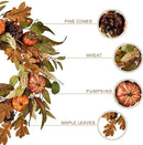 Glitzhome 24''D Fall Pumpkin Leaf Floral Wreath Decor, Artificial Harvest Door Wreath for Autumn or Thanksgiving Decoration by CozyNest Decor