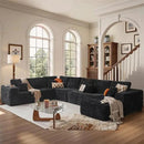 Cloud Sectional Couches for Living Room,U Shaped Modular Sofas No Assembly,165x107 Inches Plush Corduroy Oversized Floor Couch Set with Deep Seat Chaise,Black by CozyNest Decor