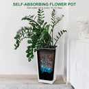 22.5" Tall Planters Set of 2, Outdoor＆Indoor Black Planter Pots, High Front Porch Planter Pots with Drainage Holes＆Water Level Monitor＆Inner Bucket, Automatic Watering, White by CozyNest Decor