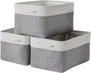 TheWarmHome Storage Bins for Shelves - 13.8L×9.8W×6.7H inch 3 Pack Medium Collapsible Storage Baskets for Organizing | Fabric Storage Cubes for Linen Closet Toy Home (White&Grey) by TinyTreasures Baby Boutique