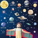 Glow in The Dark Stars and Planets for Ceiling, Glow Solar System Wall Stickers, Space Wall Decals for Kids Boys Room (Blue) by TinyTreasures Baby Boutique