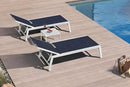 PURPLE LEAF Outdoor Chaise Lounge Adjustable Sunbathing Recliner with Side Table Navy Blue 2 Sets by GreenHaven Gardens