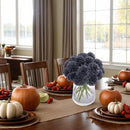 Kimura's Cabin 20Pcs Faux Mums Flowers Artificial Silk Chrysanthemums Fake Ball Flower for Halloween Fall Home Kitchen Table Decor Arrangement Decoration Bouquets (Grey Black) by CozyNest Decor