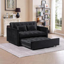 3 in 1 Convertible Sleeper Sofa Bed,Futon Loveseat Couch with Pull-Out Bed & Adjustable Backrest,Velvet Fabric Sofa with Side Pocket for Small Apartment, Living Room, Office (Black) by CozyNest Decor