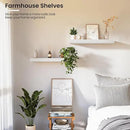 Floating Wood Shelves for Wall 16 Inches x 8”x 1.4” Shelf Floating Home Decor, Heavy Duty Shelf Hold 35 lbs, Wall Shelves for Bathroom Living Room Kitchen Bedroom Office - Set of 2 White by CozyNest Decor