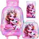 gxtvo Girls Rolling Backpack, Cute Unicorn Roller Wheels Kids Bookbag - Wheeled Elementary School Bag by TinyTreasures Baby Boutique