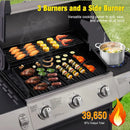 Unovivy 3-Burner Propane Gas Grill with Side Burner, Portable BBQ Grills with Oil Tray and Built-in Thermometer for Outdoor Barbecue, Camping, Patio, Backyard, 39,650 BTU by GreenHaven Gardens