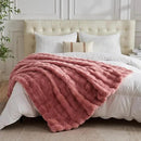 Lotus Karen Faux Fur Blanket Old Pink - Big Bubble Rabbit Fluff King Blankets for The Bed, Large Fluffy Fuzzy Cozy Blanket, Thick Furry Plush Shaggy Blankets, 108x90 Inches by CozyNest Decor