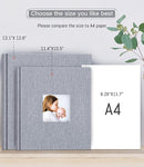 popotop Photo Album Self Adhesive with Picture Display Window,60 Pages DIY Scrapbooking Supplies Kit for 4x6 10x12 Picture,Linen Cover Memory Book for Baby Wedding, with Scraper and Metallic Pen by TinyTreasures Baby Boutique