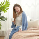 Snuggle Sac Blue Waffle Throw Blanket for Couch Bed Sofa 60x80 inches, Reversible Blue Blanket Microfiber Fluffy Fuzzy Cozy Knit Twin Blanket for Women Mothers Birthday Gifts by CozyNest Decor