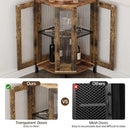 Corner Bar Cabinet with Power Outlet, 5-Tier Corner Wine Cabinet with Led Strip and Glass Holder, Industrial Tall Liquor Cabinet Bar Wine Rack for Home, Rustic Brown by CozyNest Decor