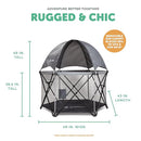 Baby Delight Go with Me Eclipse Deluxe Portable Playard | Playpen | Sun Canopy | Indoor and Outdoor | Ultra Padded Nylon Floor | Grey by TinyTreasures Baby Boutique