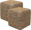 REDEARTH · Cube Pouf Foot Stool Ottoman - Jute Braided Pouffe Poof Accent Sitting Footrest for The Living Room, Bedroom, Nursery, Lounge 50% Jute 50% Cotton Set of 2 (14.5”x14.5”x16”; Natural Black) by CozyNest Decor