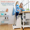 ECR4Kids Reach-Up Step Stool with Handles, Kids Furniture, White Wash by TinyTreasures Baby Boutique