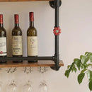 41 Inch Wine Rack Wall Mounted 2 Tier, Hanging Floating Bar Liquor Shelves with Glass Holder Storage Under, Industrial Rustic Pipe Farmhouse Kitchen Decor Black by CozyNest Decor