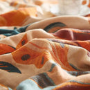 Boho Throw Blanket for Couch Sofa Bed, 100% Cotton Woven Quilt with Tassel 60”x80”, Super Soft Muslin Blanket with Floral Printed, Decorative Reversible Bed Blanket/Cover for All Seasons by CozyNest Decor