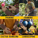 HANDLANDY Long Gardening Gloves for Men & Women, Cowhide Leather Rose Pruning Gloves- Breathable & Durable Gauntlet Glove (Large, Brown) by GreenHaven Gardens