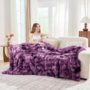 Lotus Karen Faux Fur Throw Blanket Tie-dye Violet - Big Bubble Rabbit Fluff Blanket for Couch Bed Sofa,Softest Fluffy Fuzzy Cozy Blanket,Thick Furry Plush Shaggy Warm Blankets for Women,90x90 Inches by CozyNest Decor